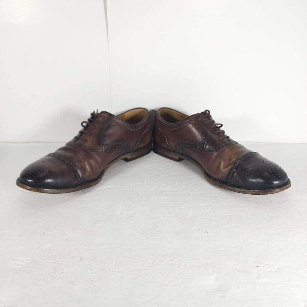 GUCCI Men's US7,5 Leather Brown Cap Toe Wingtip derby Oxfords Dress Shoes Italy - Picture 4 of 12